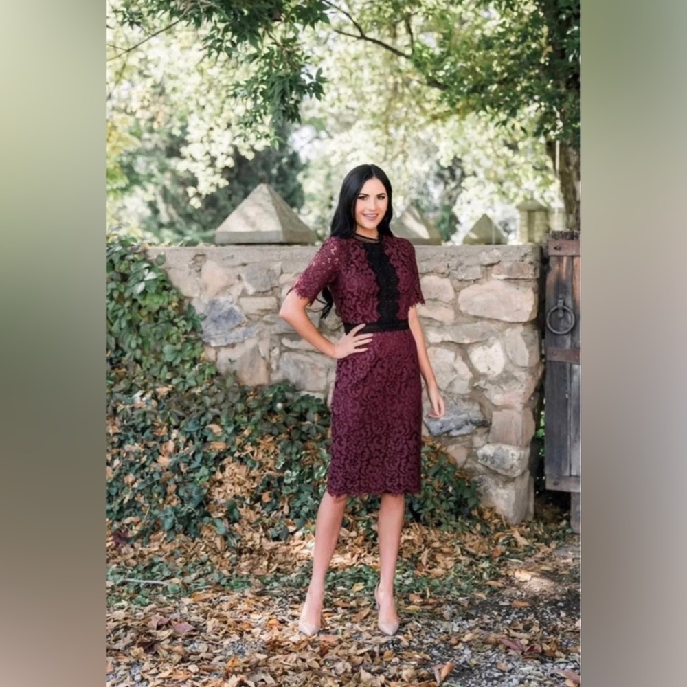 Rachel Parcell Burgundy Lace Sheath Dress XS